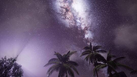 热带雨林上空银河系的天文卫星