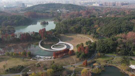 深秋的芜湖神山公园风光航拍素材