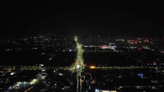 广东阳江城市夜景交通航拍
