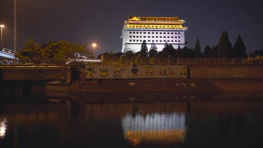 北京城东南角楼 东便门 护城河 古建筑 夜景