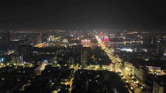 四川德阳城市大景夜景灯光航拍