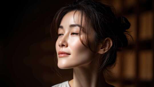 亚洲女性沉思眺望未来