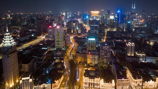 上海夜景航拍延时