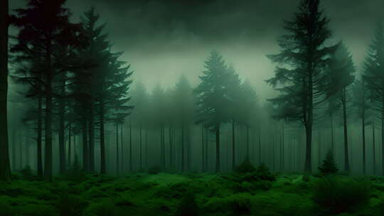 寂静幽暗的森林视频素材模板下载