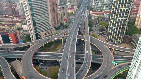 上海黄浦区延安东路立交桥车流延时城市风景