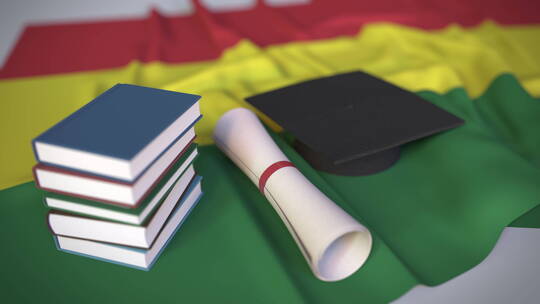 国旗毕业帽和文凭视频素材模板下载