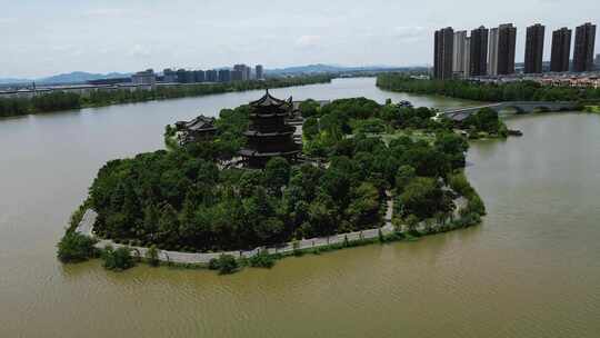 航拍江西抚州梦湖