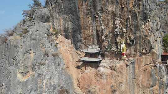 云南大理宾川观音箐悬空寺航拍