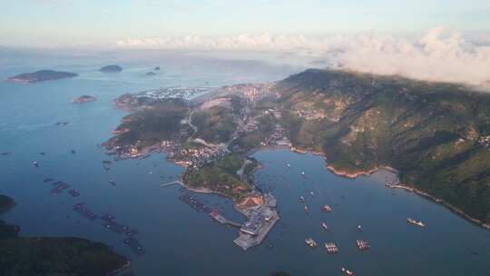 福建霞浦花竹村日出海岛风景航拍