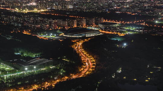 北京国家速滑馆冰丝带夜景延时8k