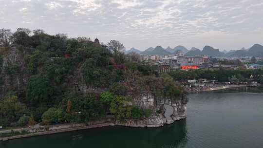 广西桂林象山景区桂林象鼻山航拍