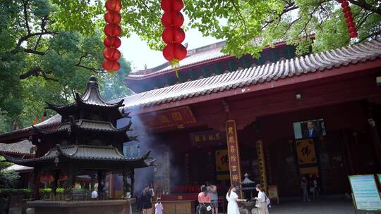 杭州飞来峰景区上天竺法喜禅寺古建筑视频