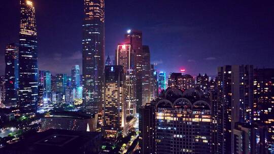 广州珠江新城夜景航拍