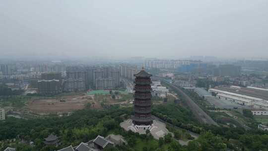 航拍湖北襄阳岘首山文化旅游景区