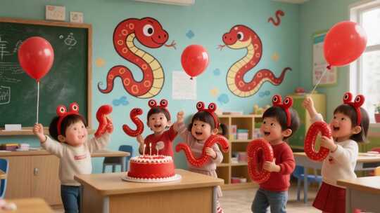 幼儿园儿童庆祝蛇年活动