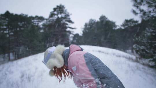 雪，假期，女人，打雪仗