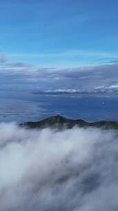 竖屏航拍南澳岛清晨云海海上岛屿大海海洋