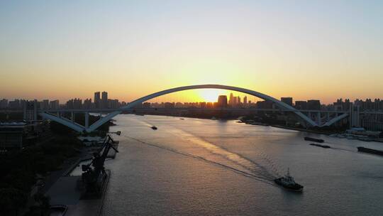 上海卢浦大桥 日落