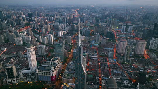 上海黎明时分航拍