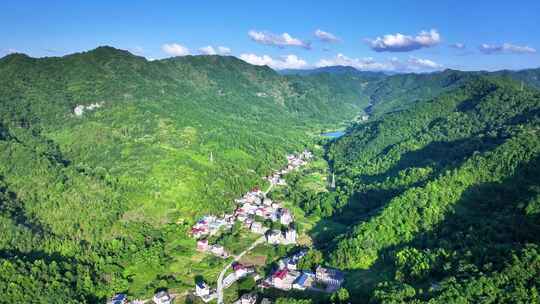 美丽乡村航拍夕阳美景