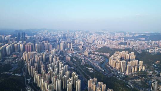 航拍4k贵阳南明区城市空景