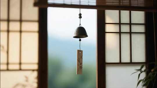 日式风铃被风吹动的风铃