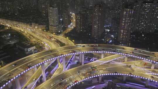 上海 南浦大桥车流 夜景航拍