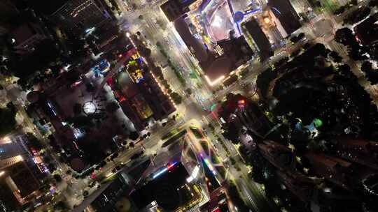 深圳夜晚夜景航拍福华路繁华十字路口广东风视频素材模板下载