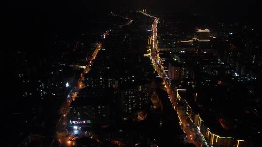 航拍湖南邵阳城步县城夜景