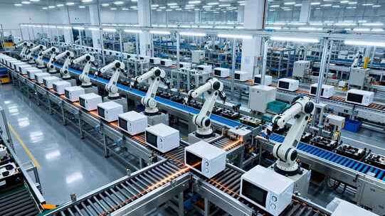工厂自动化生产线机器人作业