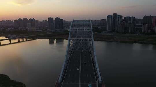 襄阳新六两河大桥航拍视频素材模板下载