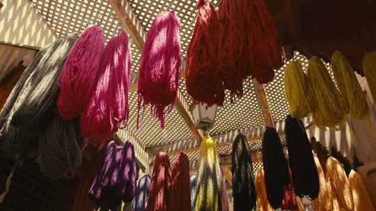 摩洛哥，商店，羊毛，织物线