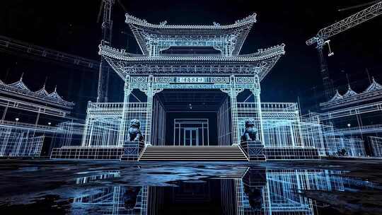 古风建筑3D渲染效果