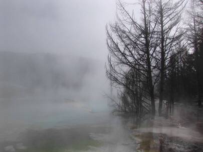 黄石国家公园温泉中的蒸汽视频素材模板下载
