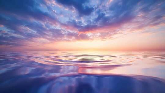 海面天空日出景象素材