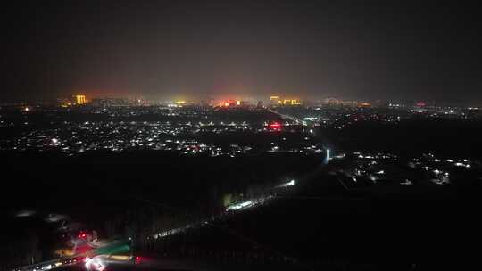 航拍 夜景 过年 年味 年末 夜晚 道路 车辆