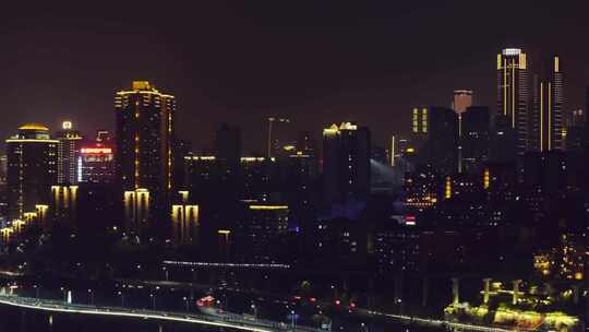 航拍重庆山城夜景风光