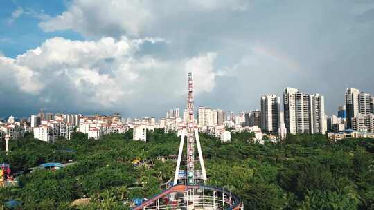 海口白沙门公园摩天轮雨后彩虹