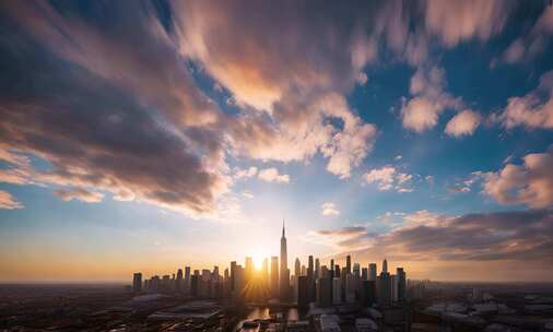 城市云海街景海滩夕阳 cbd 城市风光 建筑