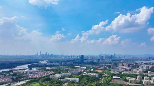 航拍广州生物岛延时大学城