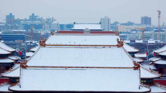 北京故宫紫禁城雪景视频素材模板下载