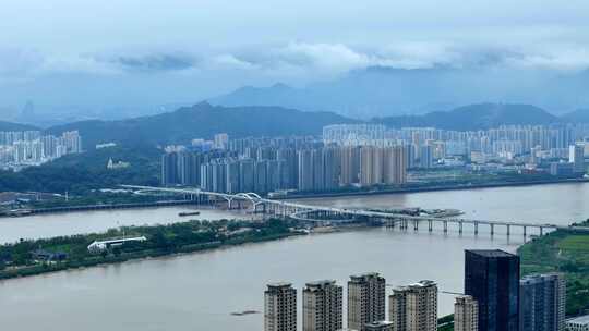 烟雨温州城市风景 浙江温州城市水墨画