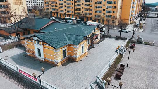 绥芬河城市历史建筑航拍人文风景