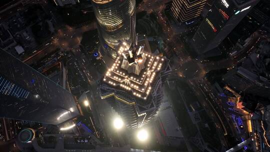 上海金茂大厦航拍夜景视频素材模板下载