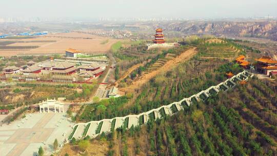 山西吕梁孝义金龙山文化旅游4A景区航拍