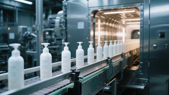 工厂流水线生产瓶装产品