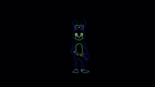 霓虹灯卡通兔子舞视频素材模板下载