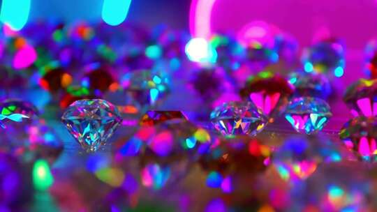 彩色钻石微距特写画面