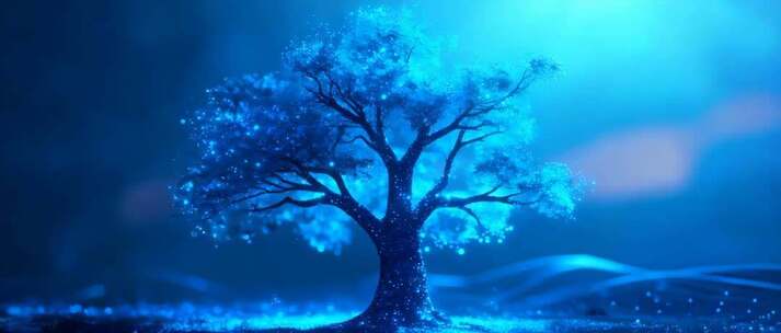 【4K】蓝色光效粒子梦幻场景背景