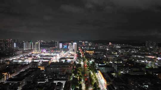 广东深圳城市大景夜景灯光航拍